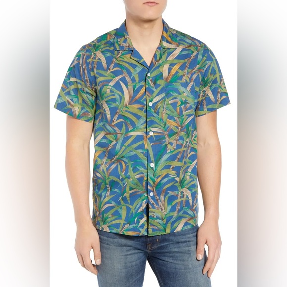 J. Crew Other - J. Crew‎ Mens Short Sleeve Camp Collar Shirt Size Large Palm Print Beach Resort